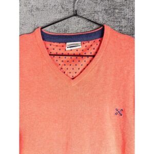 Oxbow Pullover Sweater Mens XL Orange‎ Logo V Neck Knit Casual France